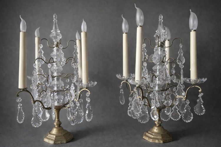 Paire de Girandoles en bronze et cristal – Époque XIXᵉ siècle
