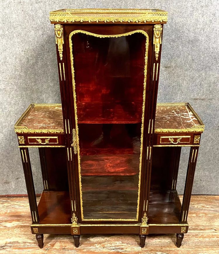 Vitrine - Pariser Kabinett im Stil Louis XVI / Neoklassik / Mahagoni / 19.