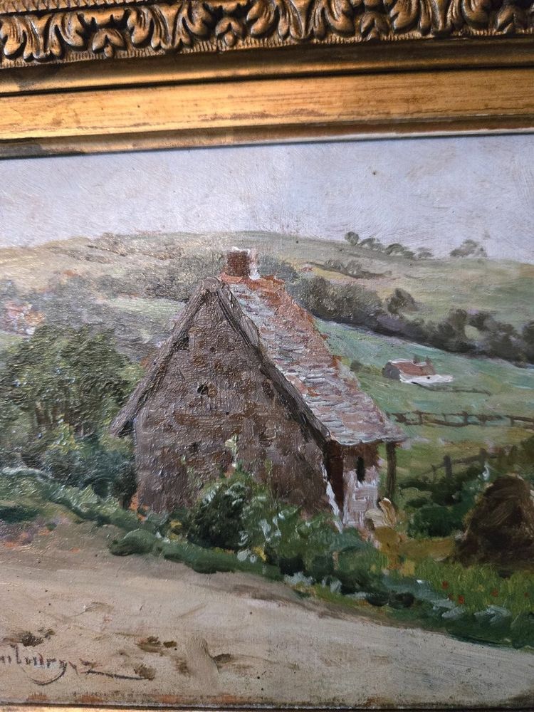 Huile sur panneau – Paysage Provencal rural animé - XIXeme