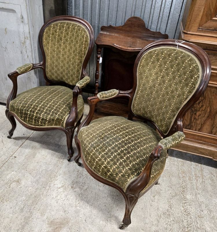 Pair Of Antique Cabriolet Armchairs – Louis-philippe Style – 19th Century