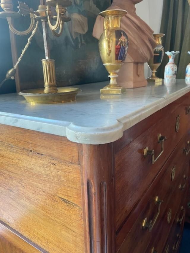 Grande cassettiera in noce in stile Luigi XVI