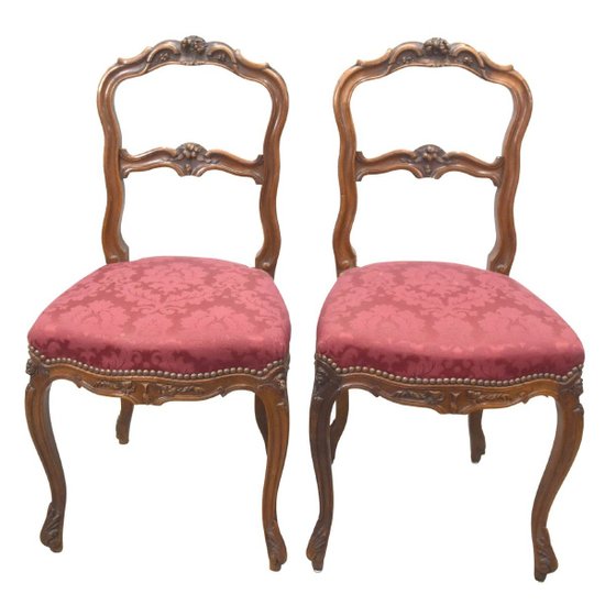 Salon En Noyer De Style Lxv , Fauteuils à La Reine