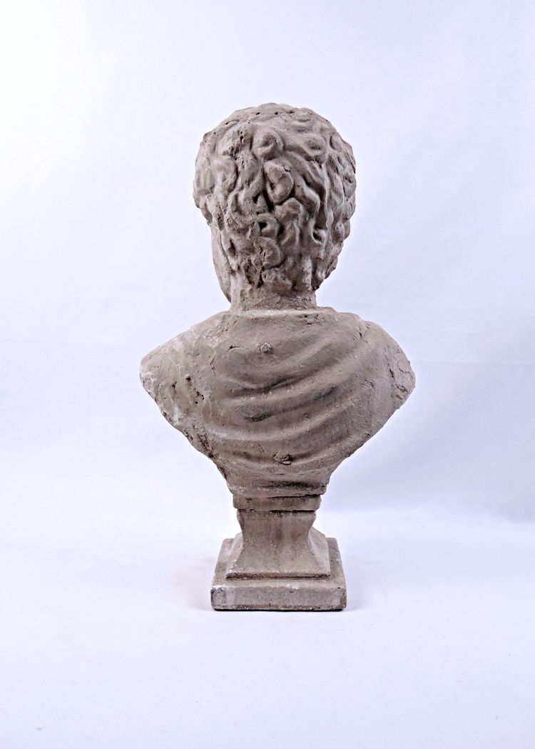 Neoclassical grey patinated terracotta bust of Emperor Marcus Aurelius 20th century