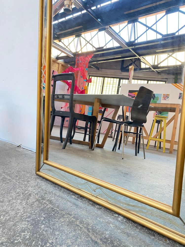 Large Art Deco Gold and Silver Mirror, 80cm x 102cm, Circa 1930