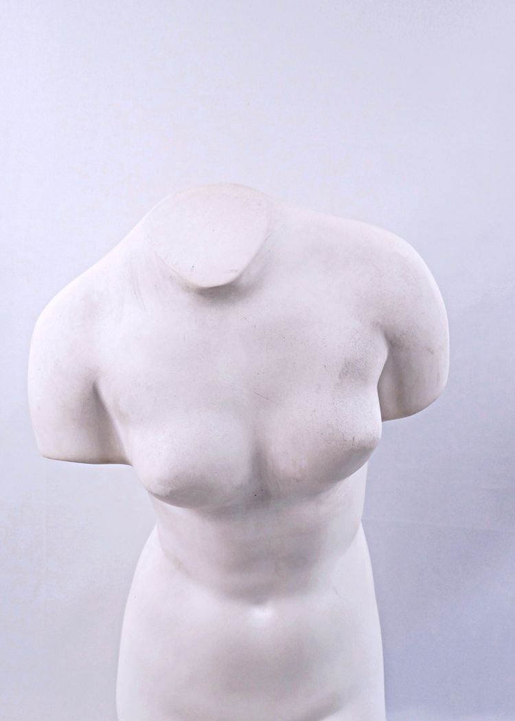 Bust or torso of Venus de Knidos classic plaster sculpture from the 20th century