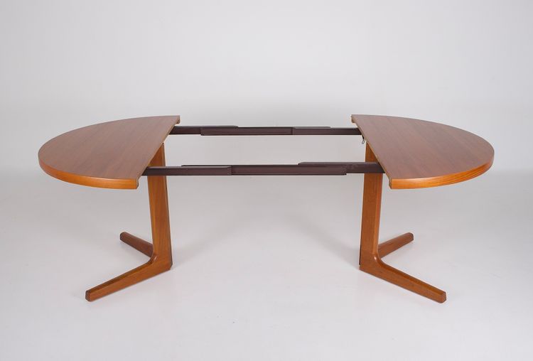 Tavolo rotondo in teak con due foglie - AM Møbler, Danimarca, anni '70