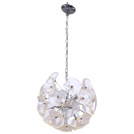 Vintage Italian Design Glass Chandelier Mud Flower