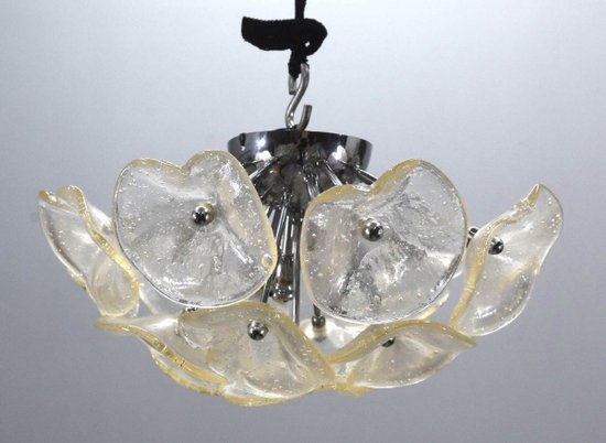 Vintage Italian Design Glass Chandelier with Hemispheric Flowers