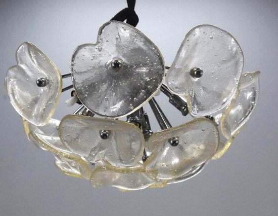 Vintage Italian Design Glass Chandelier with Hemispheric Flowers