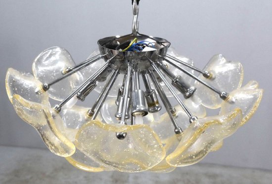 Vintage Italian Design Glass Chandelier with Hemispheric Flowers