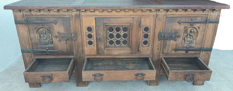 Brutalist sideboard in solid oak 1960