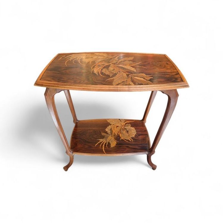 Emile Gallé Art Nouveau Tea Table "Foliage and Kittens"