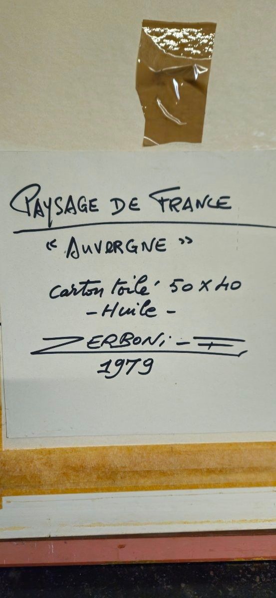 F Zerboni – Paysage d’Auvergne – Pont en pierre – Huile sur toile