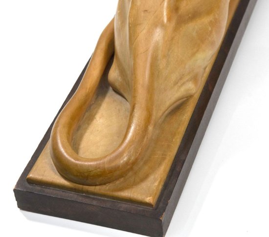 Sculpture En Bois d'Une Panthère Couchée Par Noël Ange Martini époque Art Déco
