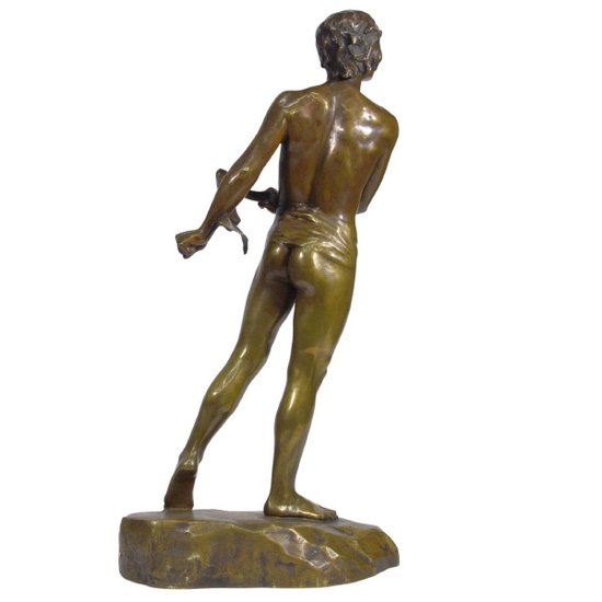 Bronze Patine Dorée Représentant David Signé Charbonneau Daté 1909