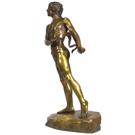 Bronze Patine Dorée Représentant David Signé Charbonneau Daté 1909