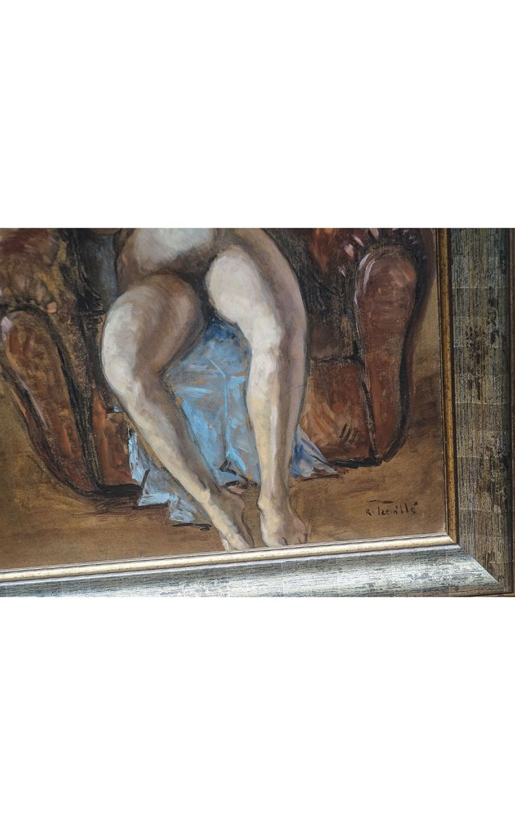 TRÉVILLÉ R. "Female nude in a club chair"