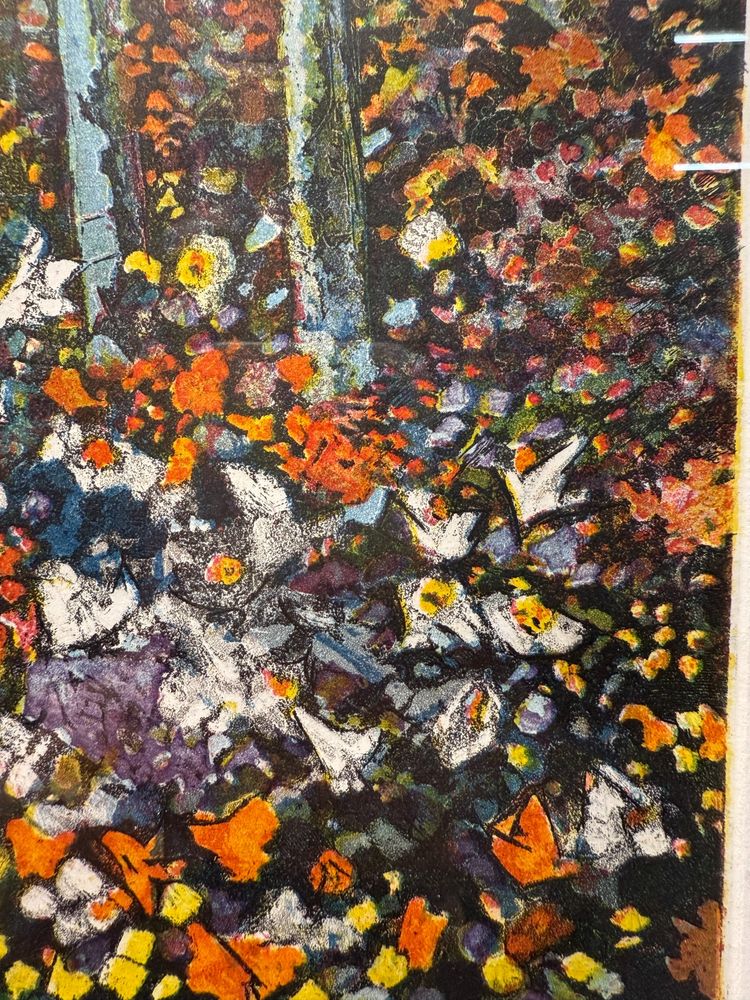 Color etching by Michele Cascella, "View of the Port," 65x44cm