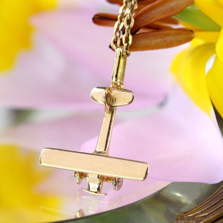 Yellow Gold Airplane Pendant Charm