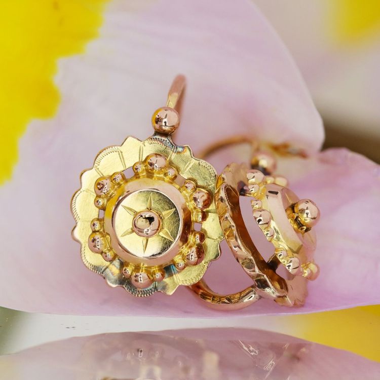 Rose Gold Flower Beaded Sleepers