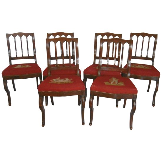 Series of six Restoration chairs