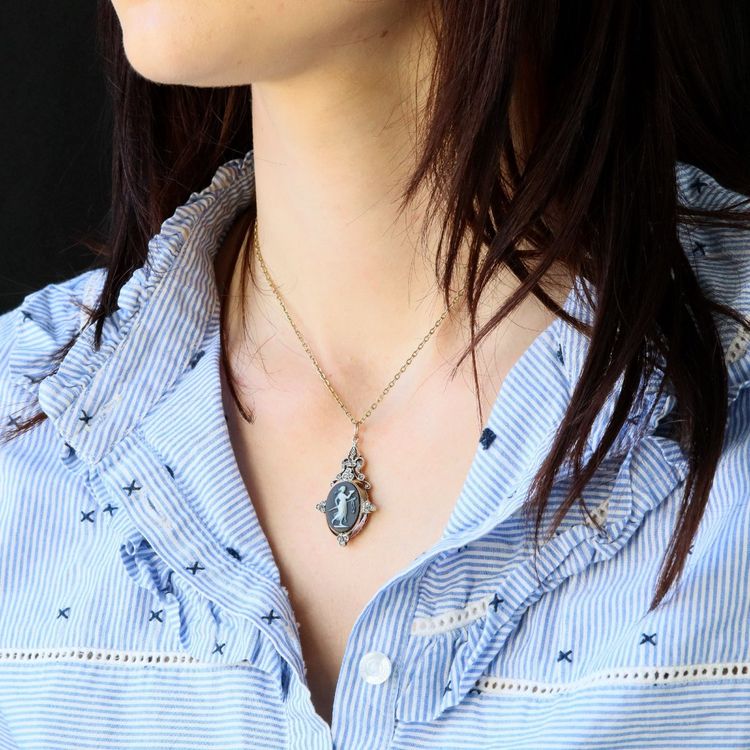 Antique Cameo And Rose-cut Diamond Pendant