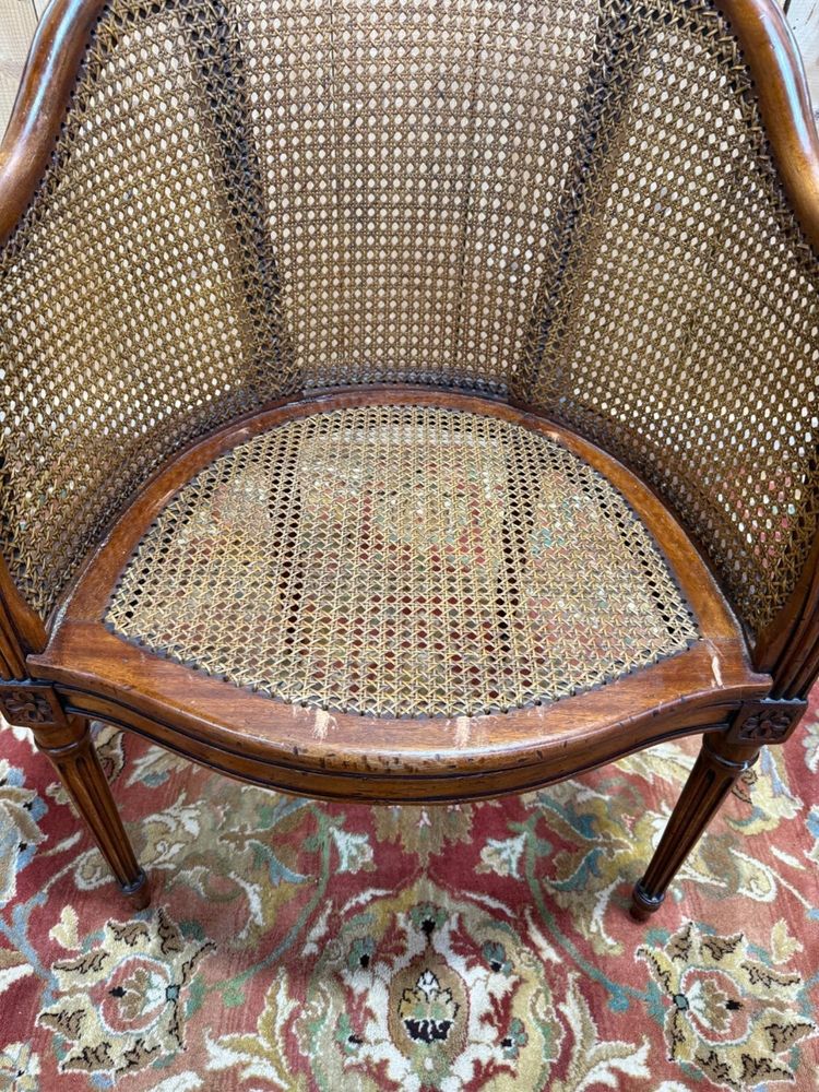Caned office armchair – Louis XVI style – Stained wood – 19th century