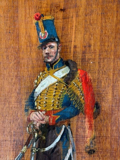 Wilder M. Darling (1856-1933) - Officer of the 4th Hussar Regiment - Painting on panel