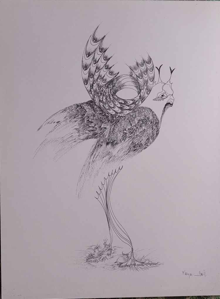 Maya Bell - Surreal Birds - Two Original Drawings