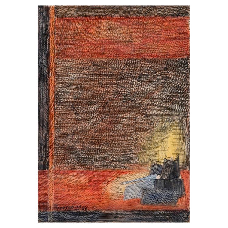 Bertholle, Les Livres, 1983, aquarelle et encre