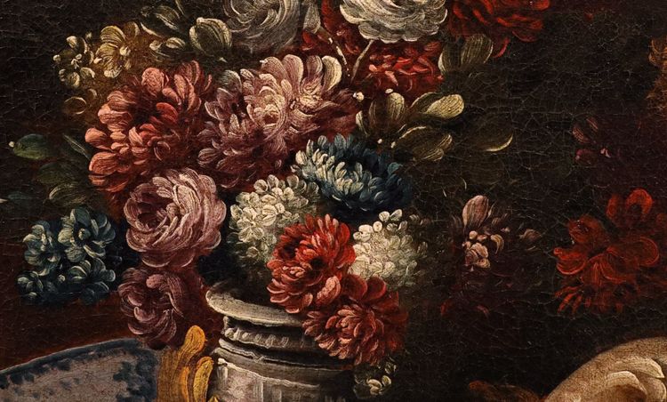 Natura morta di fiori in un giardino, Francesco Lavagna (Napoli, 1684 - 1724) cerchia