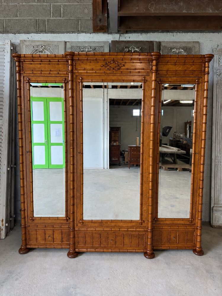 19th century faux bamboo style wardrobe