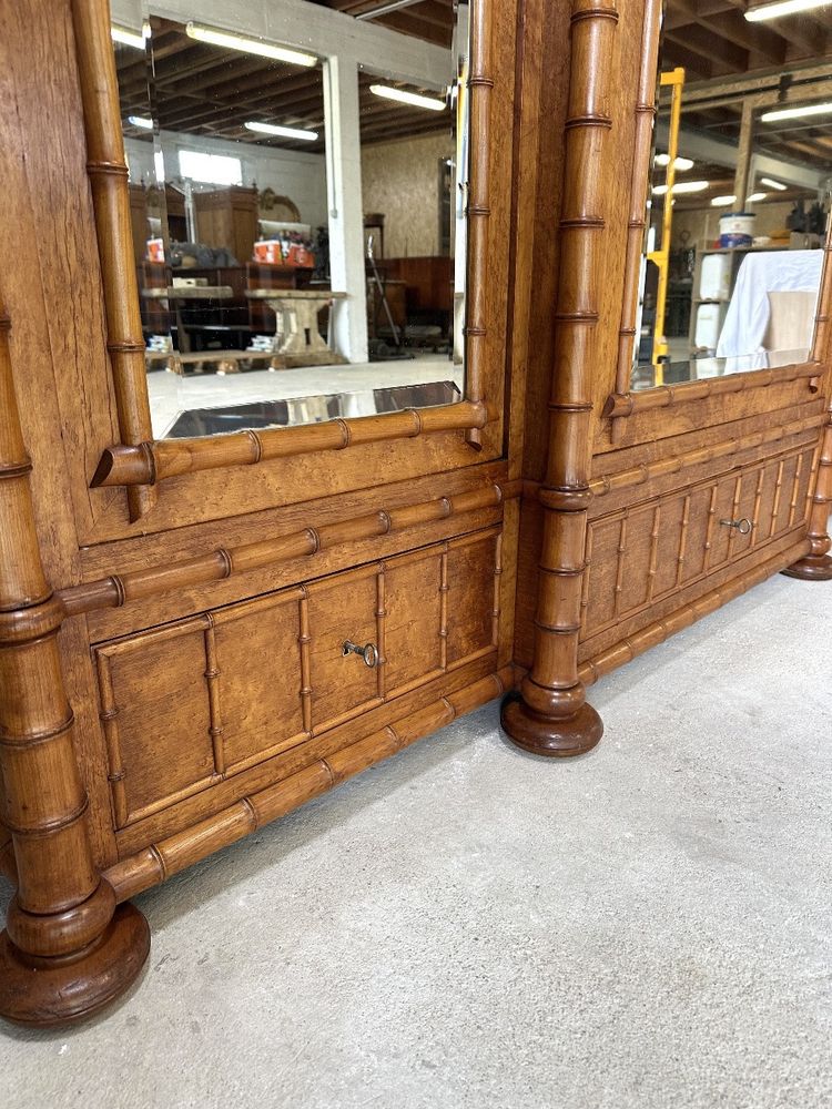 19th century faux bamboo style wardrobe