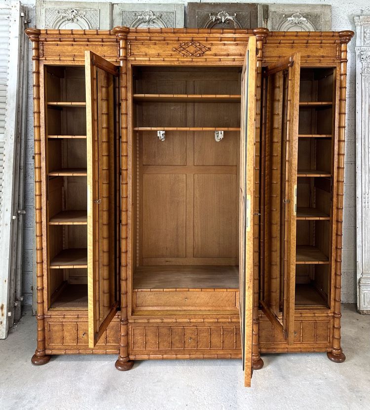 19th century faux bamboo style wardrobe