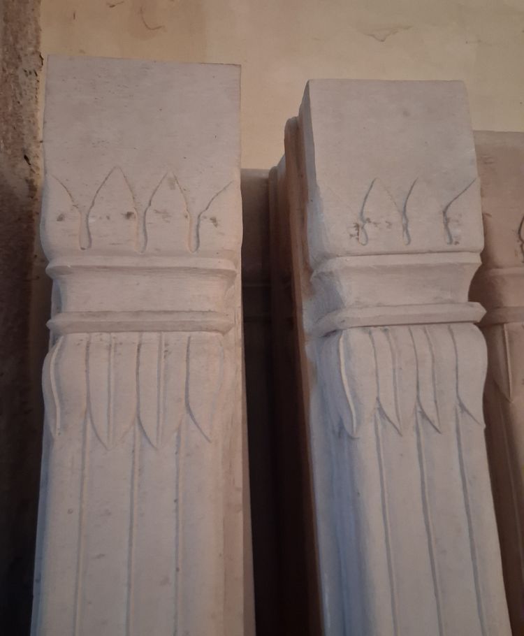 Twelve pink sandstone columns