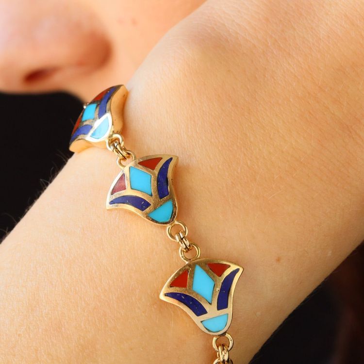 Bracelet or jaune email égyptien