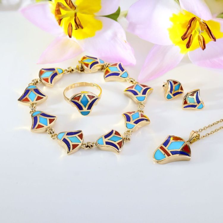 Bracelet or jaune email égyptien