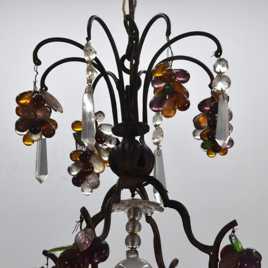 Chandelier Pampilles Early 20th Century 7 Lights