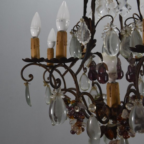 Chandelier Pampilles Early 20th Century 7 Lights