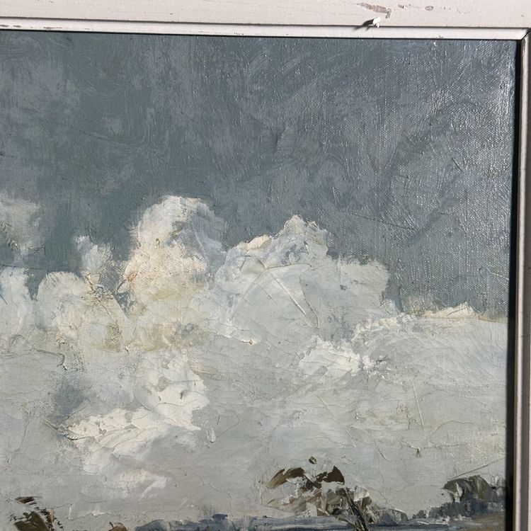 Huile sur toile XXe paysage de Camargue par Ely Laumonier