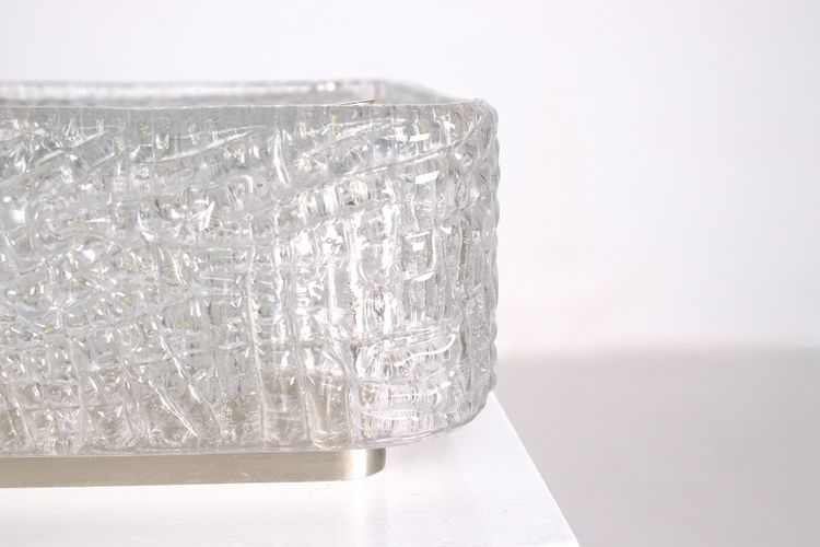 Square ceiling light in textured glass - 1970s