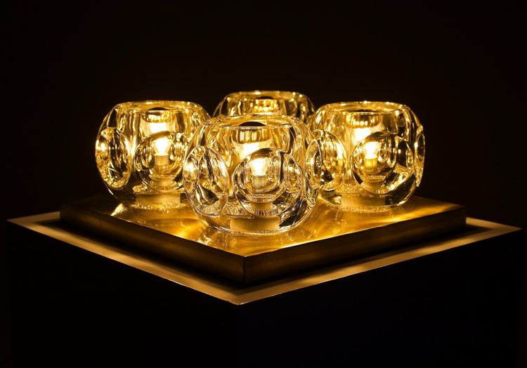 Ice Cube ceiling light in brass - Peill & Putzler, 1970s