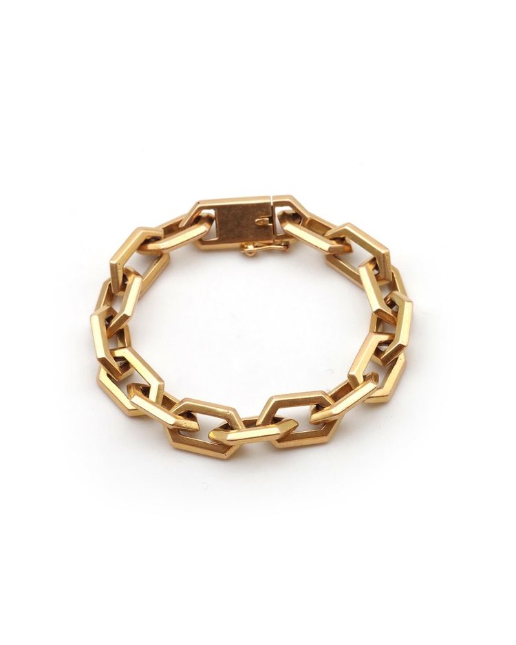 Bracciale a maglie smussate in oro massiccio 18k, bracciale a catena