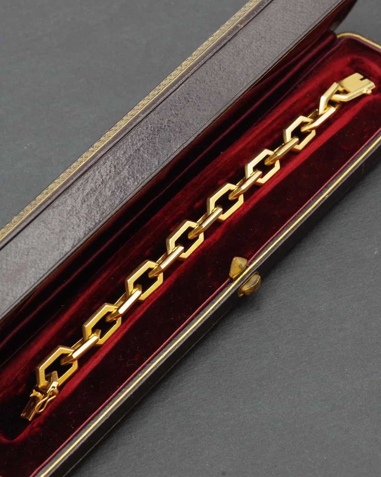 Bracciale a maglie smussate in oro massiccio 18k, bracciale a catena