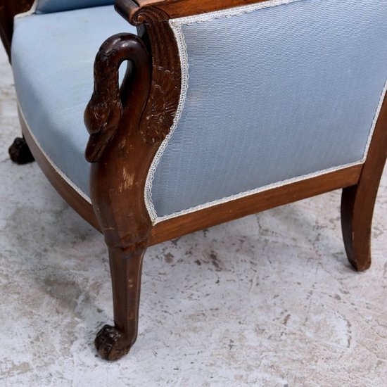 Coppia Di Bergere Con Collo Di Cigno Mogano Ottocento