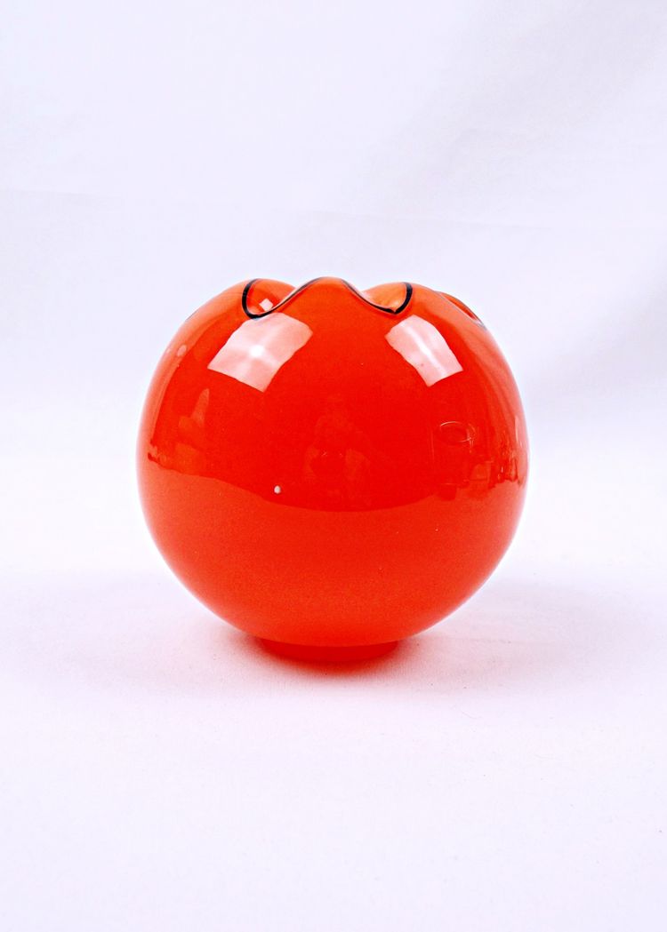 Orange and black blown glass ceiling globe, Art Deco, early 20th century