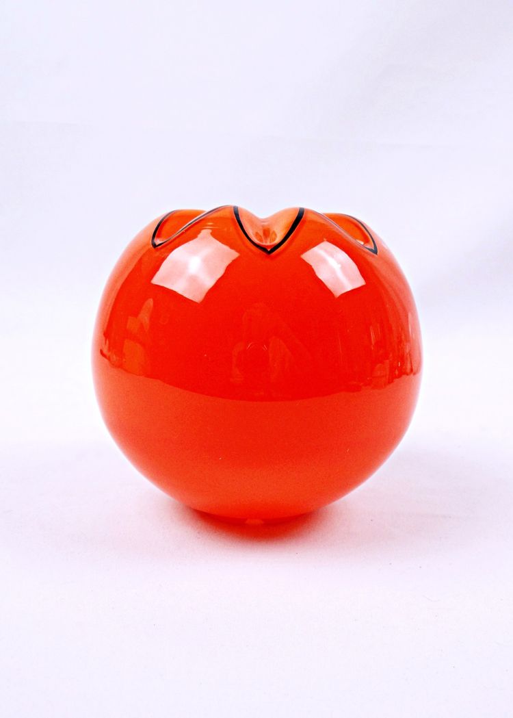 Orange and black blown glass ceiling globe, Art Deco, early 20th century