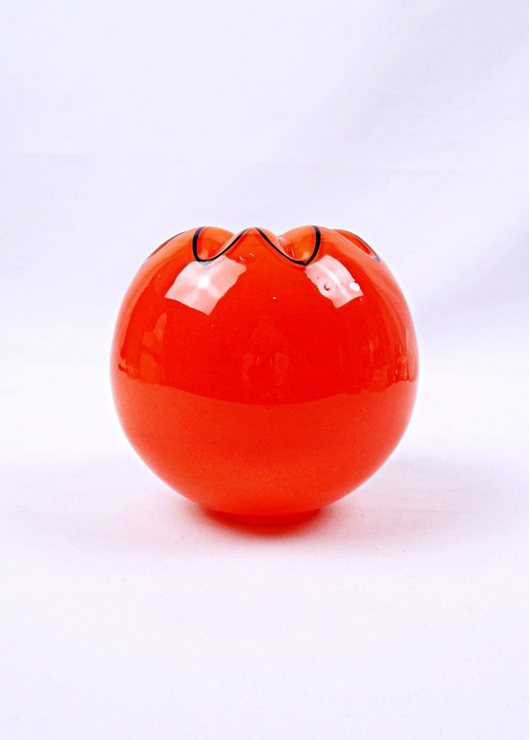 Orange and black blown glass ceiling globe, Art Deco, early 20th century