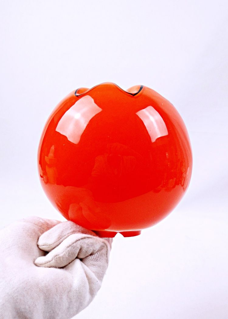 Orange and black blown glass ceiling globe, Art Deco, early 20th century