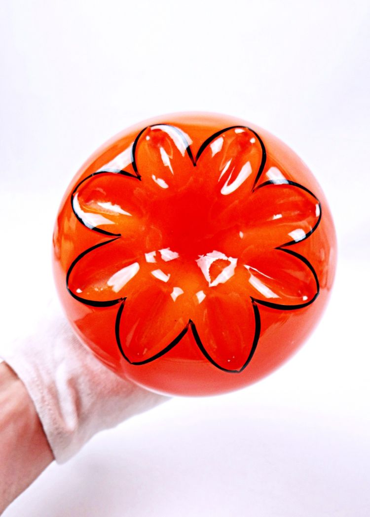 Orange and black blown glass ceiling globe, Art Deco, early 20th century